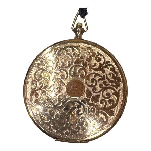 Vintage 1940s Gold Powder Compact Volupte Watchcase Black Tassel Clock READ - Picture 2 of 9